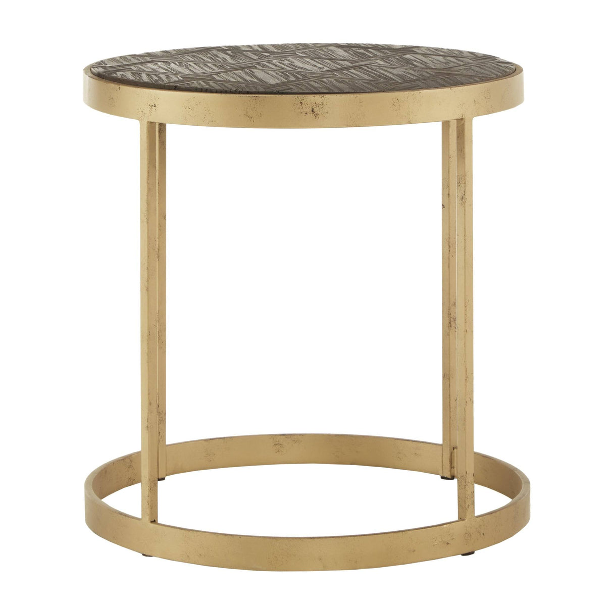 Antique Gold Finish Wood End Table J7386