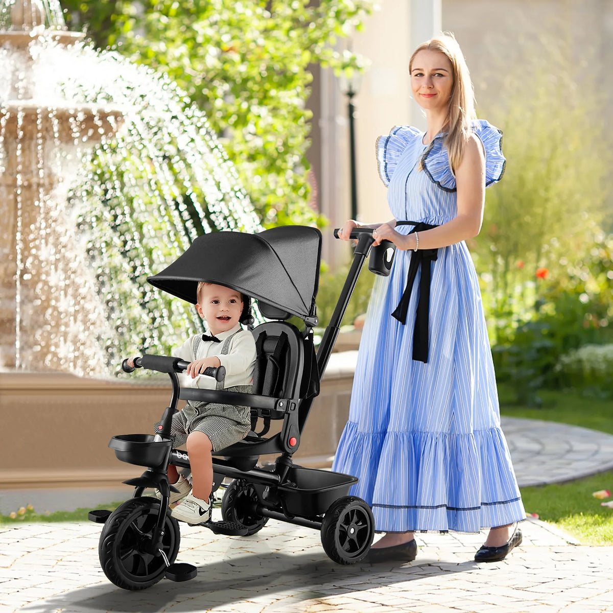 4-in-1 Toddler Tricycle with Adjustable Push Handle K2767