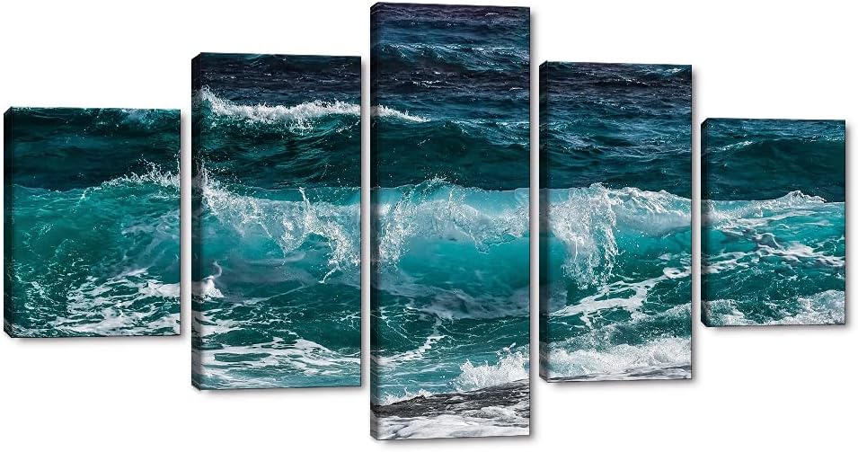 Blue Clear Ocean Seascape Canvas Wall Art with Frame 50''Wx24''H M120244