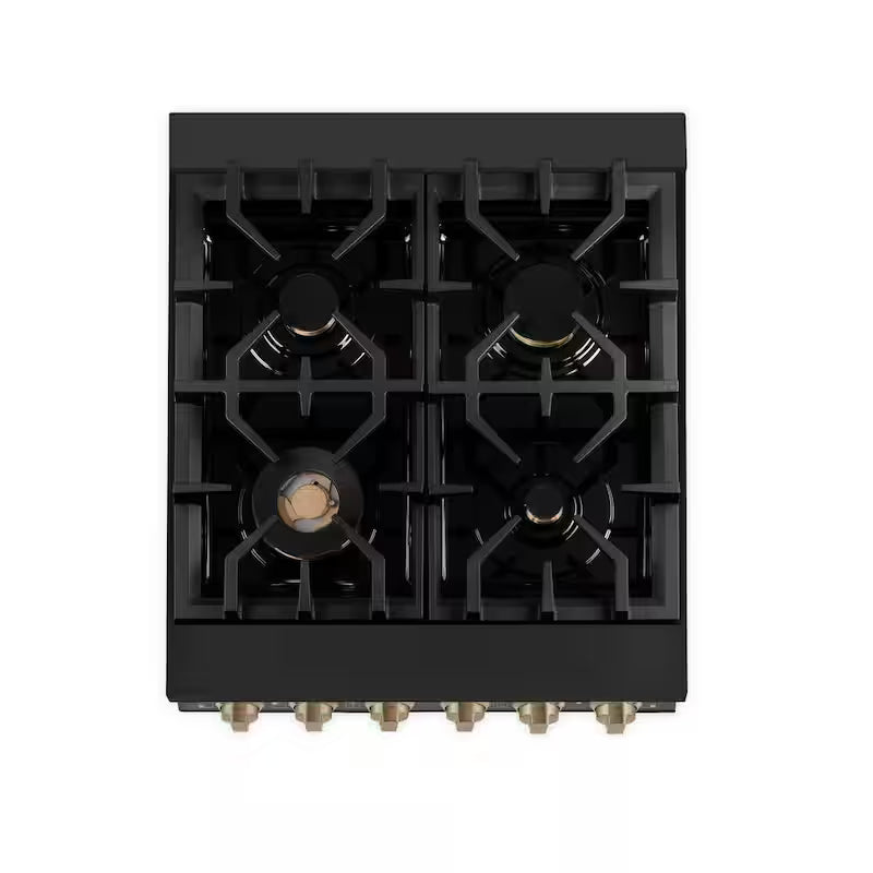 24 in. 4 Burner Dual Fuel Range in Black Stainless Steel and Champagne Bronze B161040