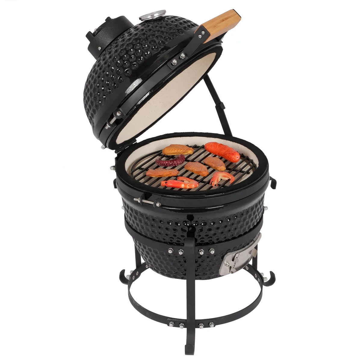 13in Black Ceramic Charcoal BBQ Grill E6285