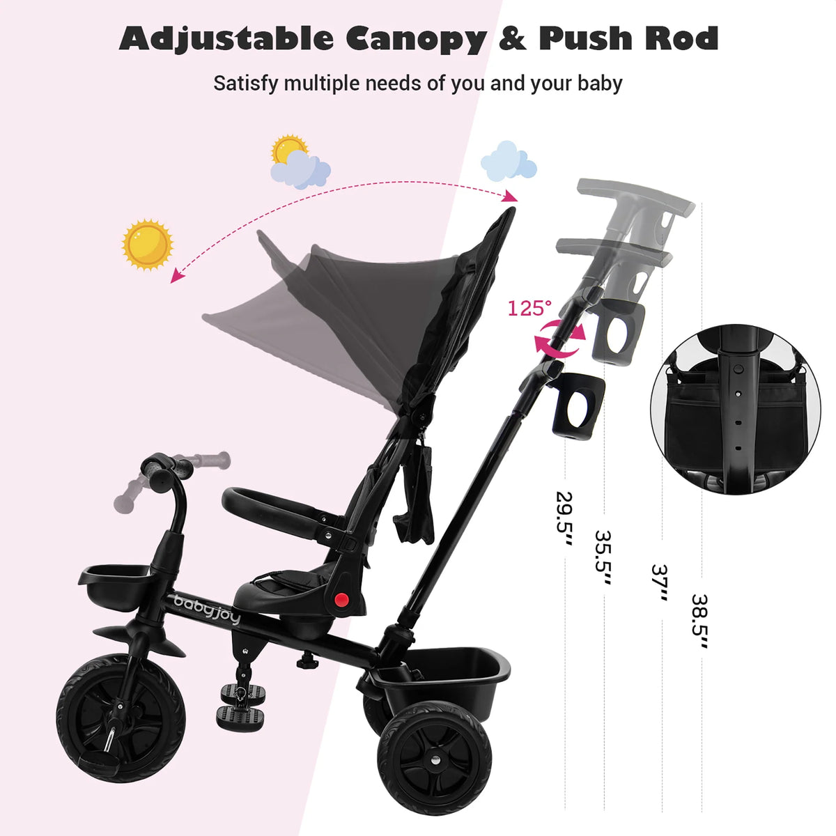 4-in-1 Toddler Tricycle with Adjustable Push Handle K2767