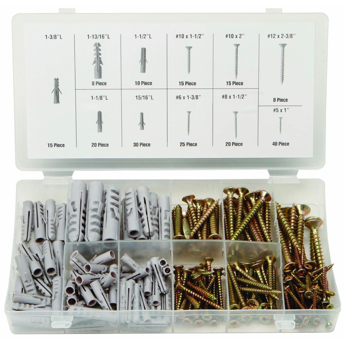 Anchors and Screws for Wood, 206 Piece H4166