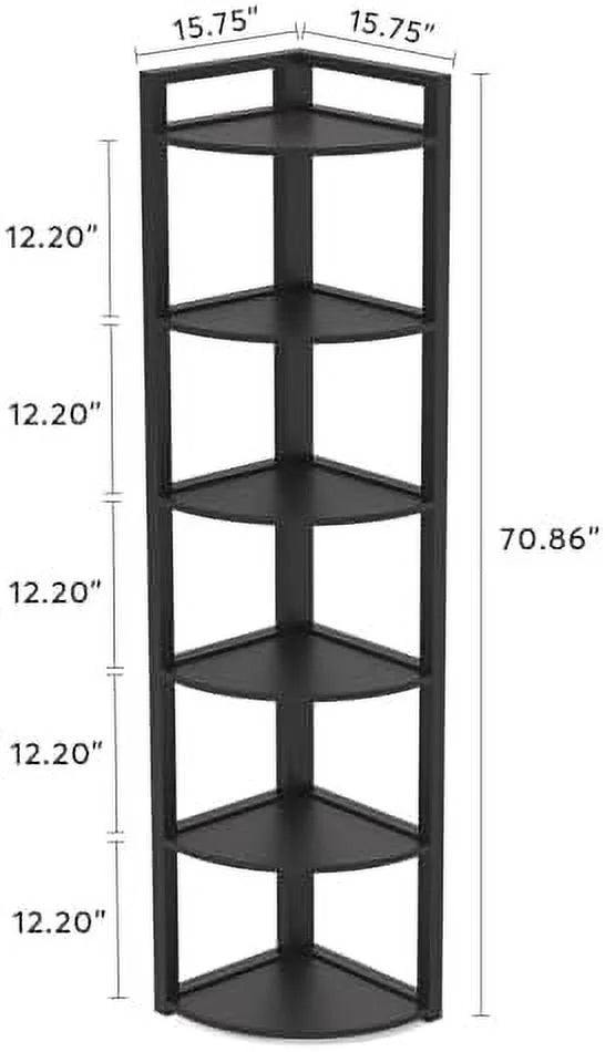6 Tier 70.9 Inch Tall Corner Bookshelf Q73574