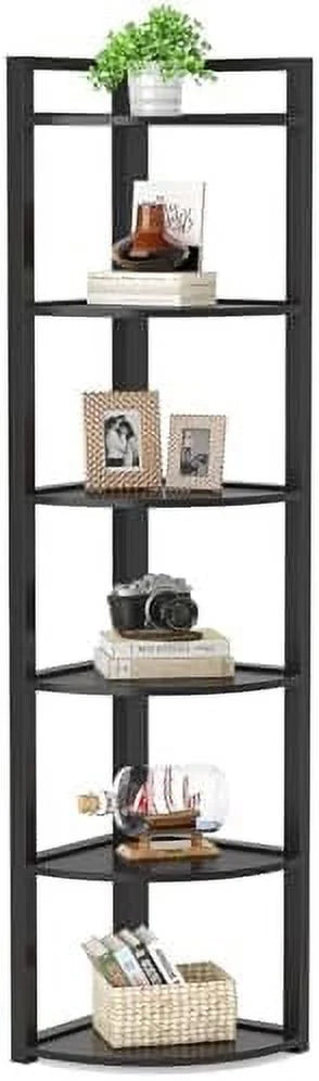 6 Tier 70.9 Inch Tall Corner Bookshelf Q73574