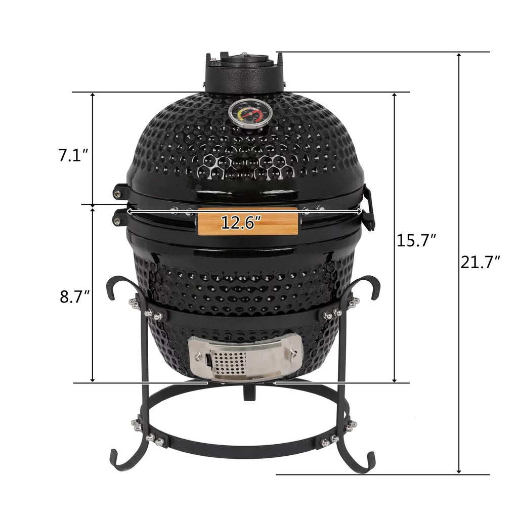 13in Black Ceramic Charcoal BBQ Grill E6285