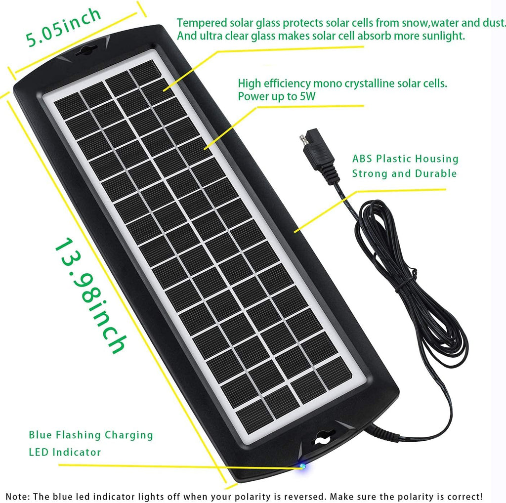 5W 12V Solar Car Battery Trickle Charger Maintainer L944