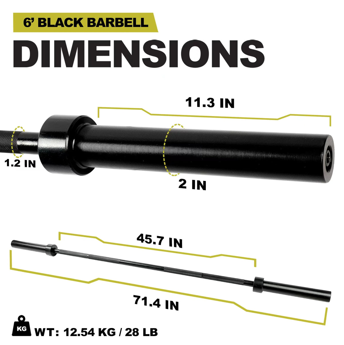 2-Inch Olympic Barbell Weight Bar 7ft 700-Pound Capacity V915888