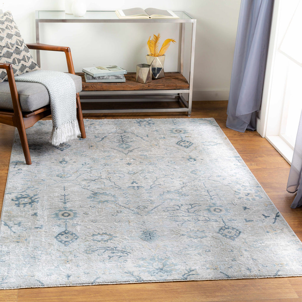 Blue Grey Beige 9' x 12' Area Rug W601286