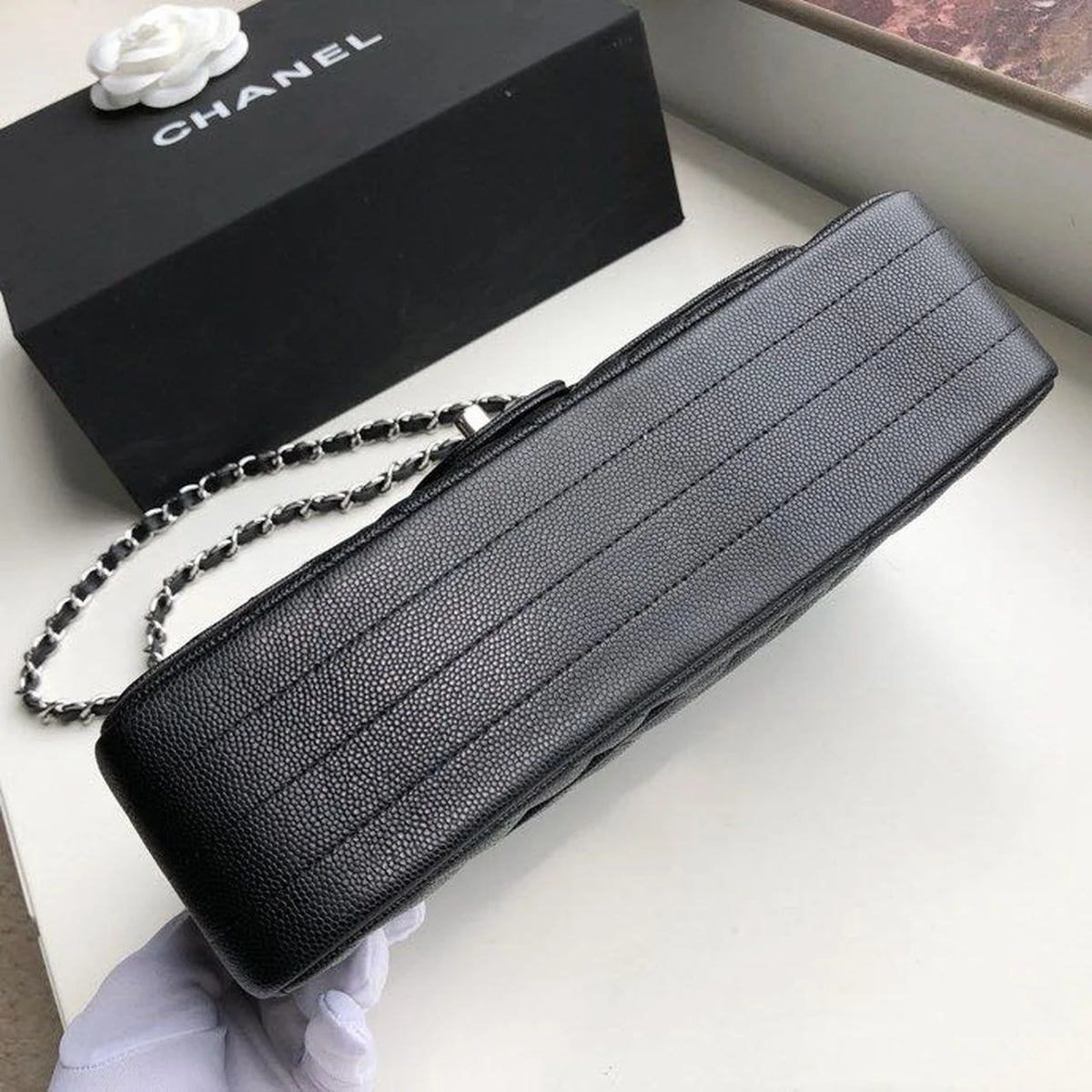 Black Chevron Handbag W7762