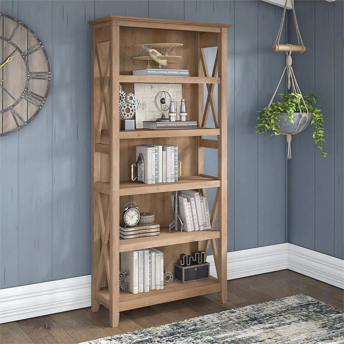 5-Shelf Reclaimed Pine Wood Bookcase J29589