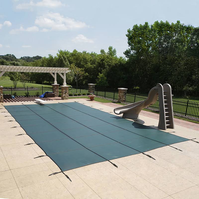 Blue 20-Year Ultra Light Solid Safety Cover for 12-ft x 20-ft Pool w/ Right Step H26437