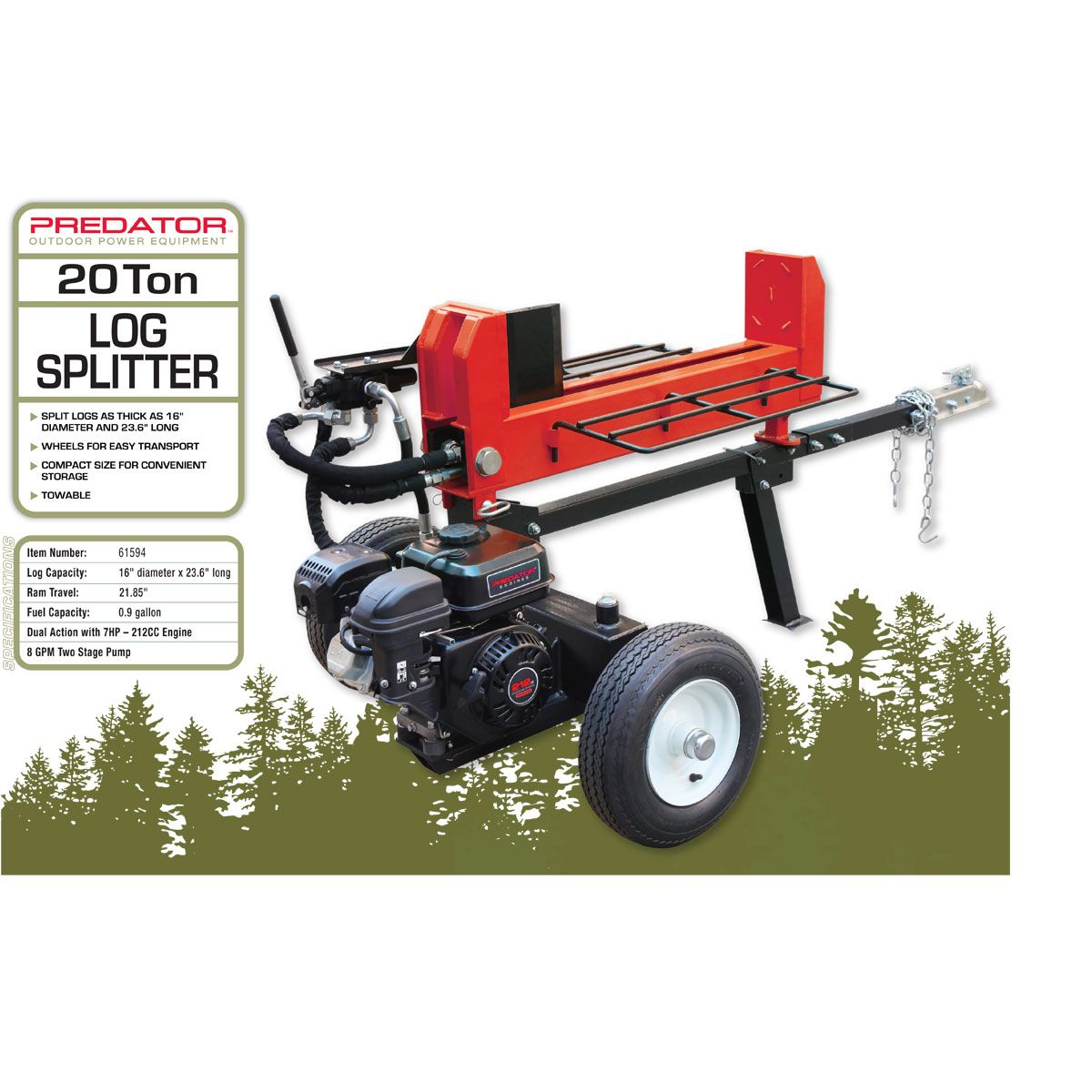 20 ton 212cc Log Splitter A927