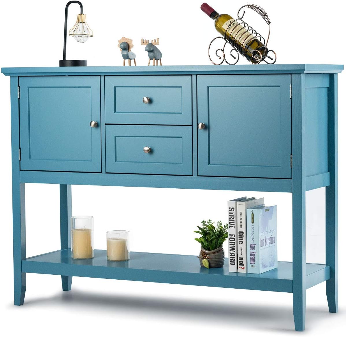 Beige Wood Buffet Sideboard with Storage Cabinet and 2 Drawers E535952