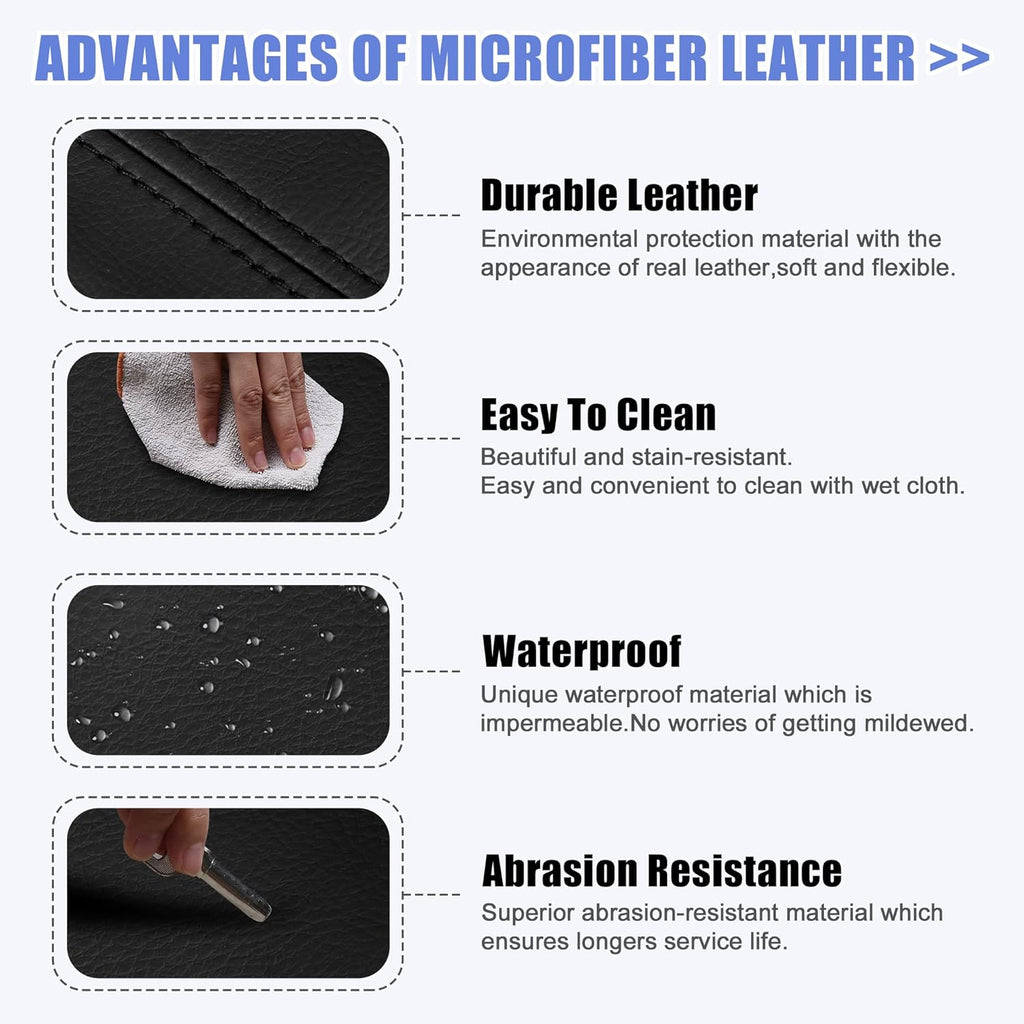 Black Microfiber Leather Center Console Lid Armrest Cover C25202