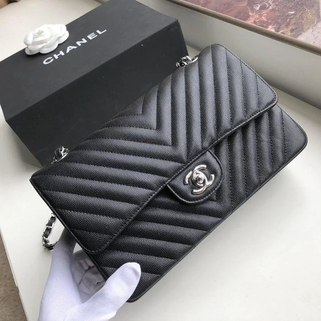 Black Chevron Handbag W7762
