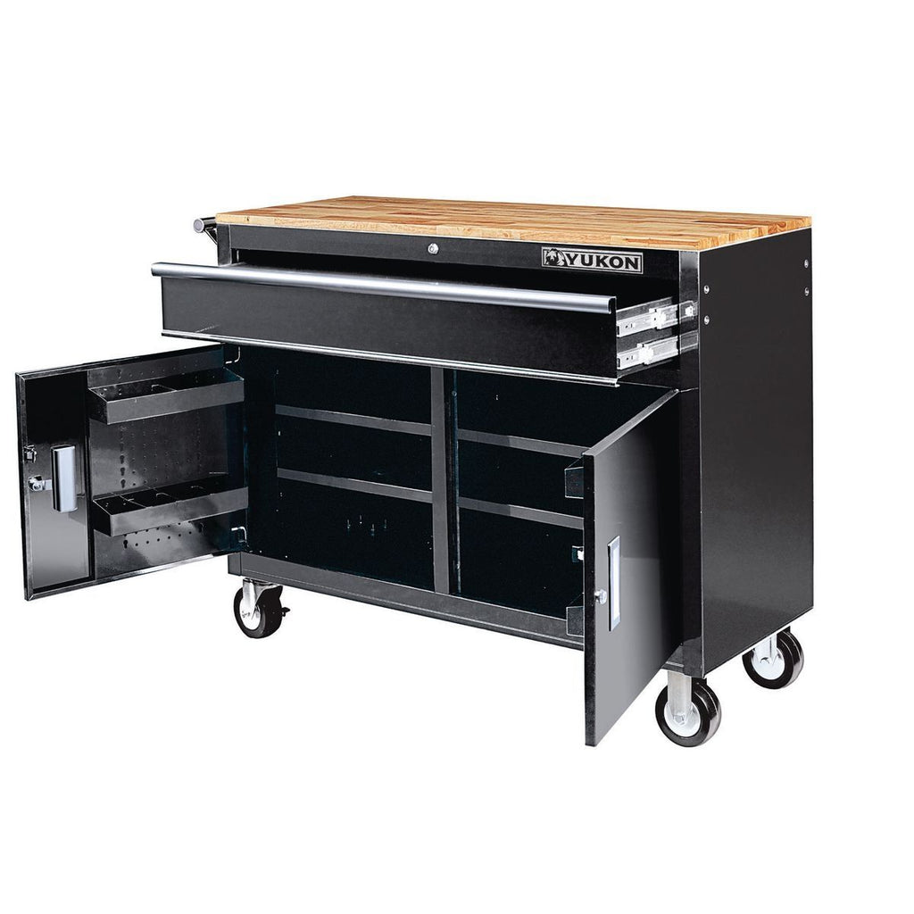 46 in. Mobile Workbench with Solid Wood Top T197844
