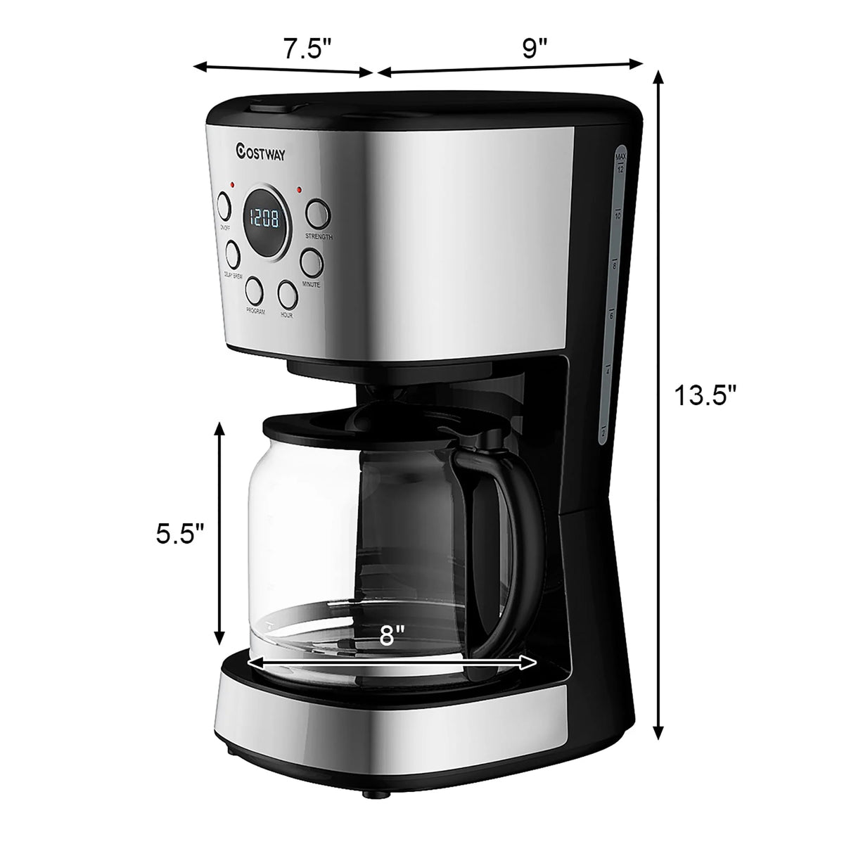 12-Cup Programmable Coffee Maker with Glass Carafe U514