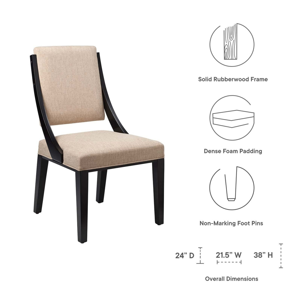Beige Solid Wood and Fabric Dining Chairs Set of 2 L10121