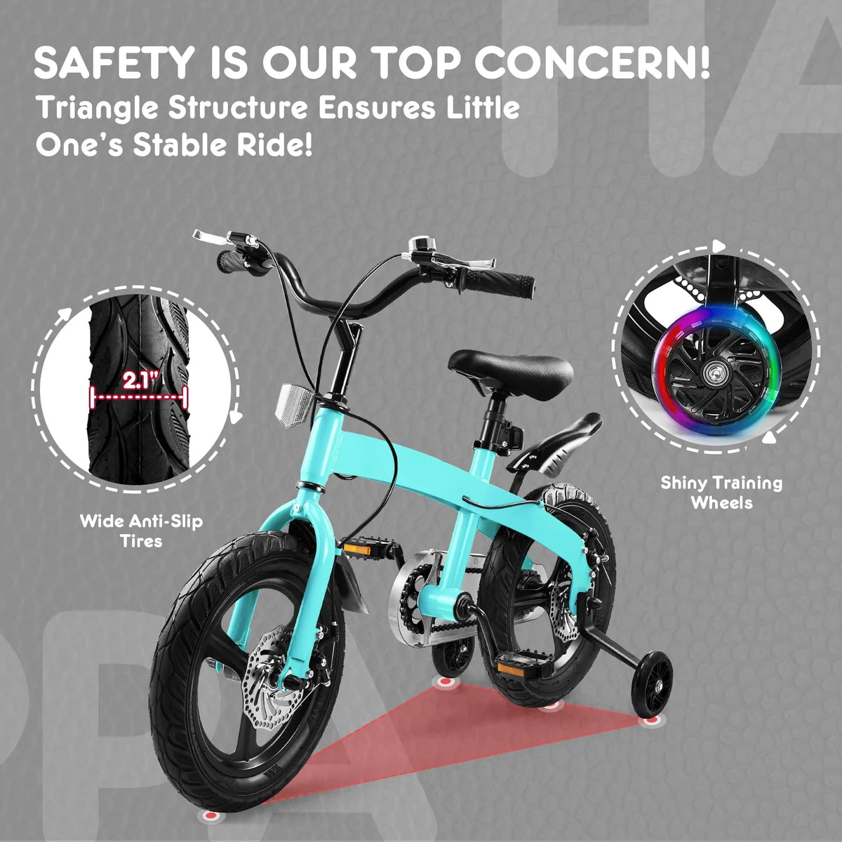 16 inch Boys Bike with Training Wheels and Disc Brake F320139
