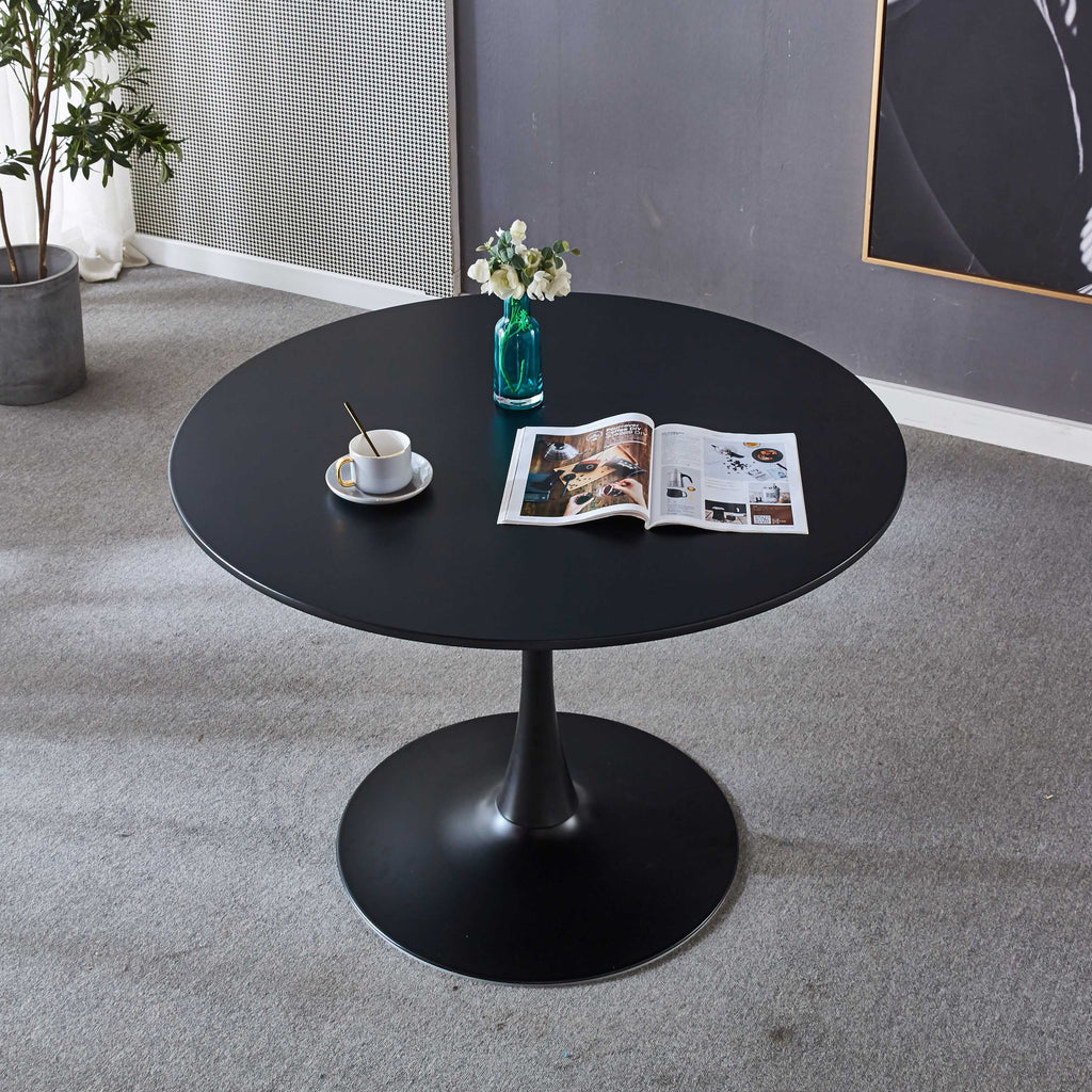 Black Tulip Table Mid-century Dining Table With Round MDF Table Top S9469