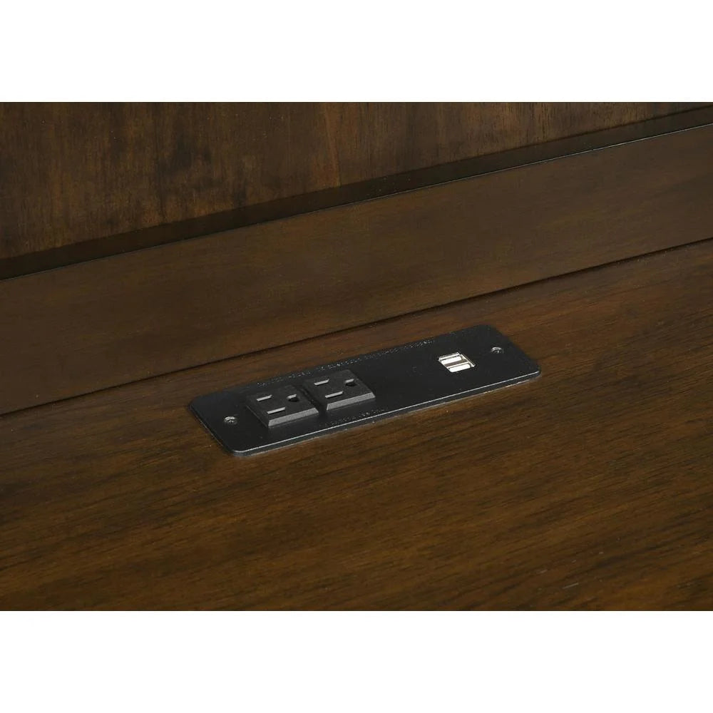 7-drawer Wood Credenza Desk Dark Walnut L10899