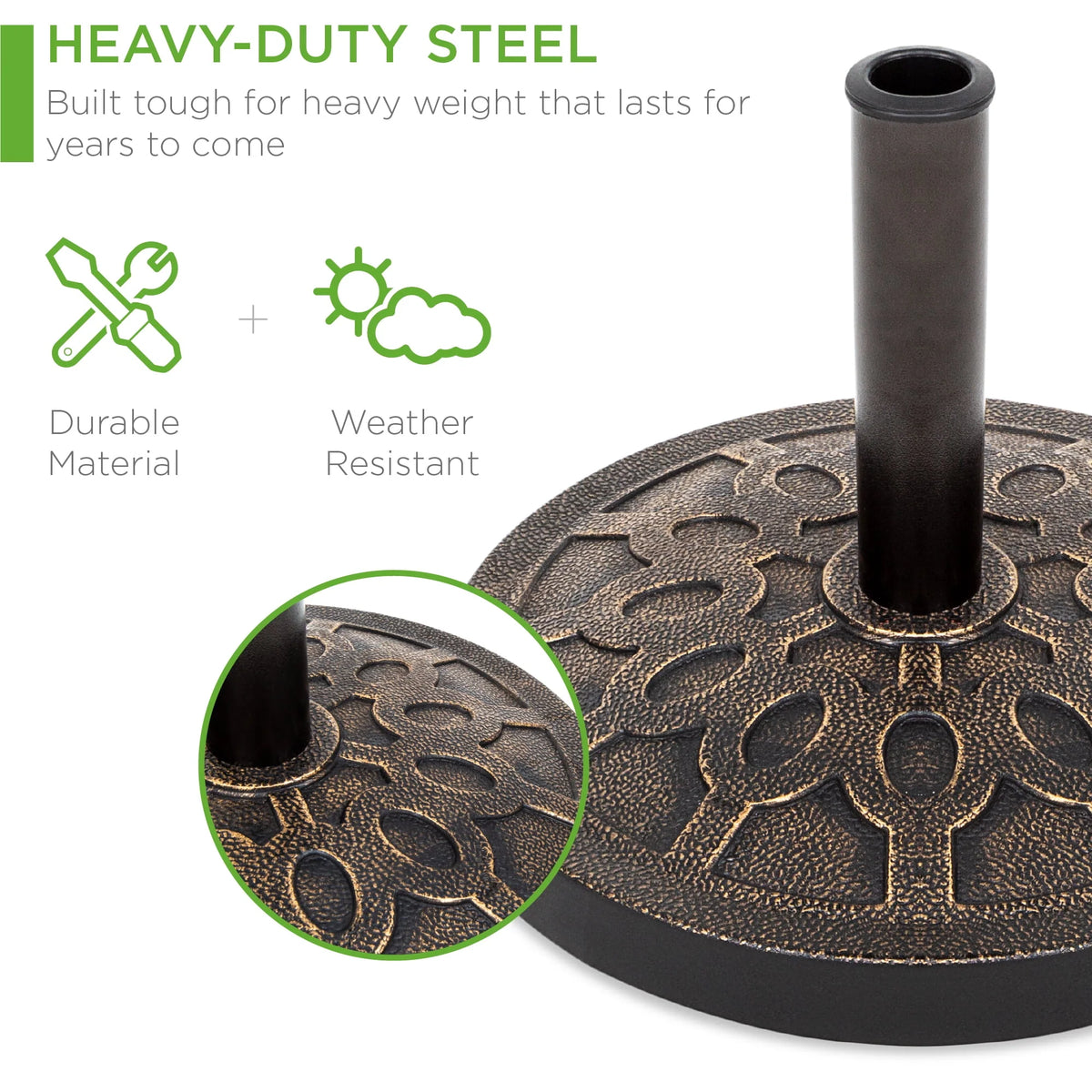 18in Round Heavy-Duty Steel Patio Umbrella Base Stand D955