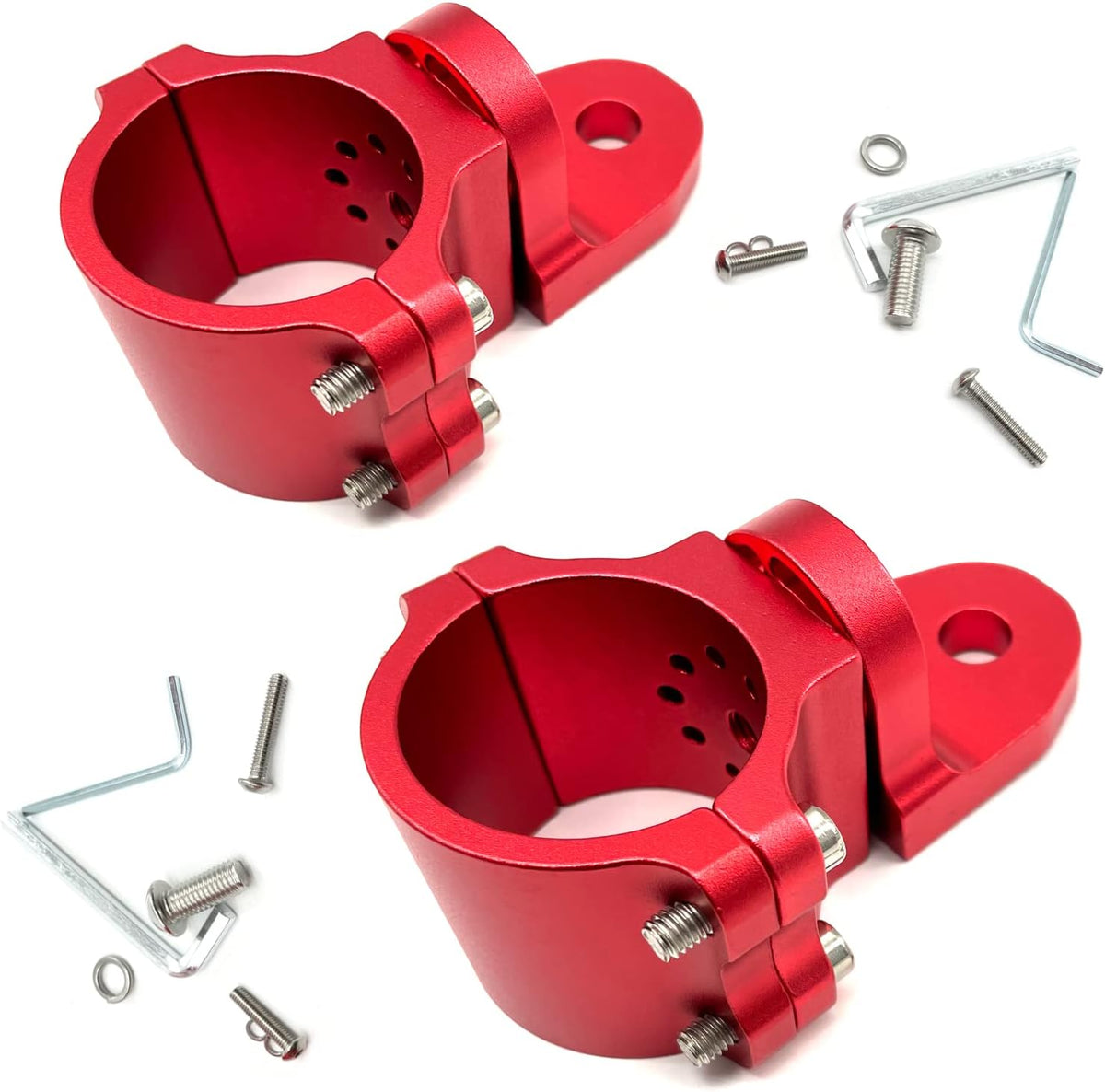 2 pcs Adjustable UTV Flag Mount Whip Light Bar Bracket for 1.75 to 1.85 Roll Bar (red) M44802