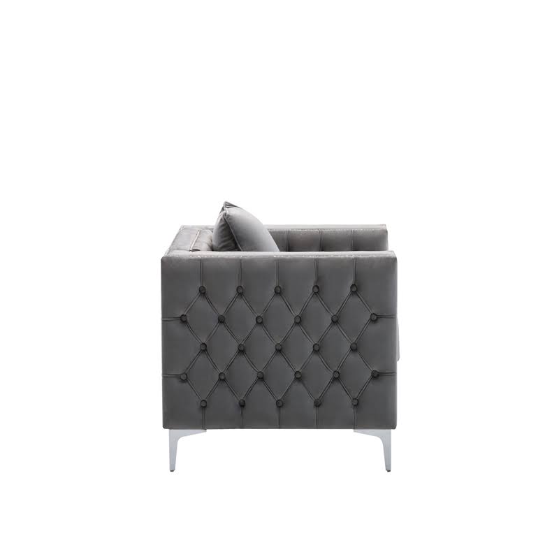 2 Piece Velvet Loveseat and Chair Set in Gray H49379