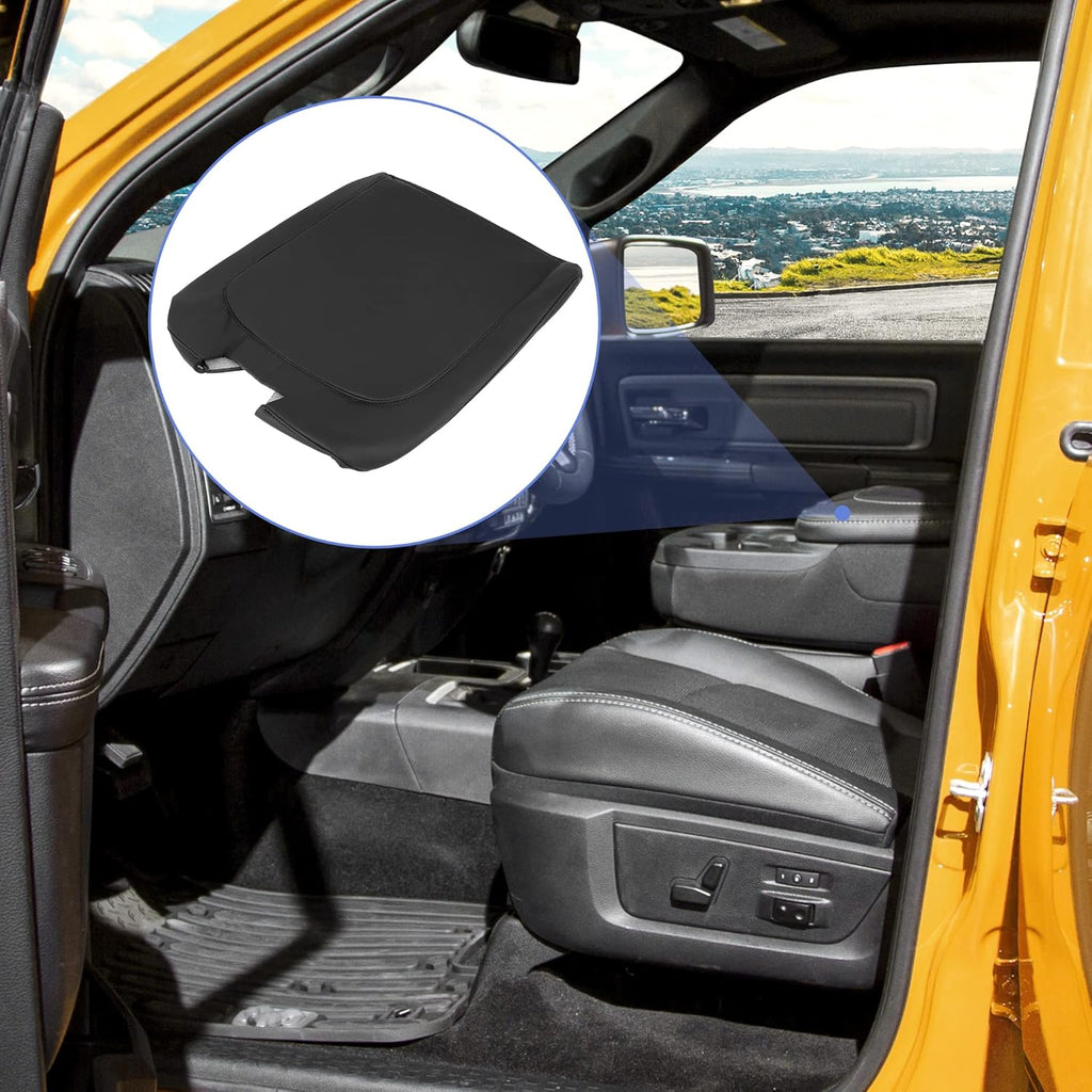 Black Microfiber Leather Center Console Lid Armrest Cover C25202