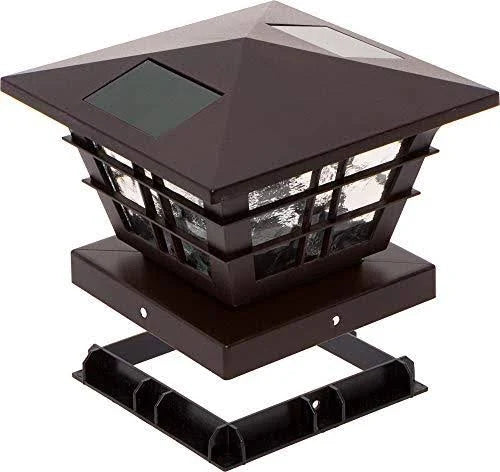 8 Pack 5x5 Solar Powered Post Cap Light with 4x4 Base Adapter (Brown) F727796