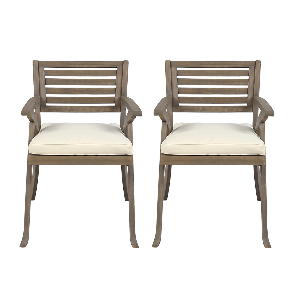 Acacia Wood Dining Chairs with Cushion, Set of 2 I25167