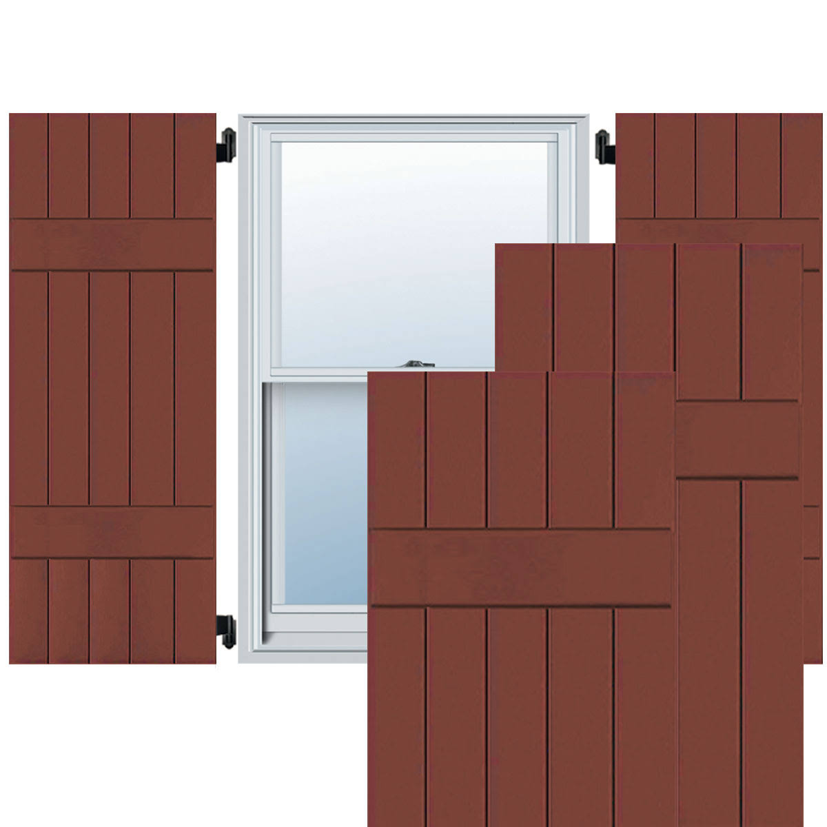 2-Pack 18-in W x 46-in H Country Redwood Board and Batten Wood Western Red Cedar Exterior Shutters L5447