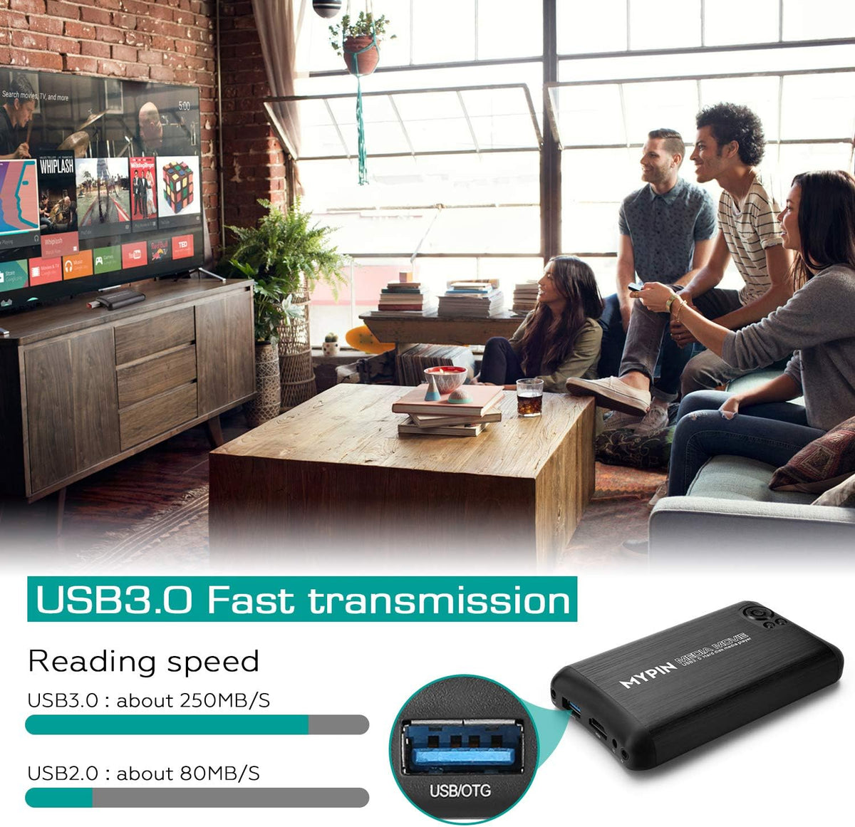 1080P USB3.0 HDMI Media Player with HDMI/AV/Coaxial Output K238172