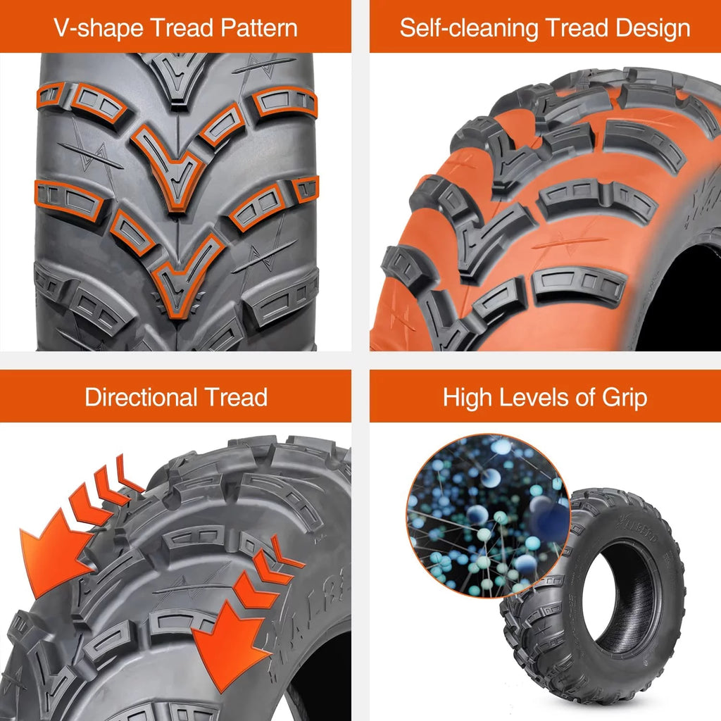 25x8-12 Front & 25x10-12 Rear All Terrain Tires Set of 4 D948460