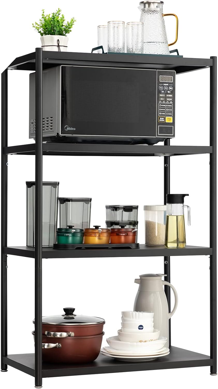 27.5 Inch 4 Tire Metal Wire Storage Shelf Black Utility Rack, Pack of 2 V34129