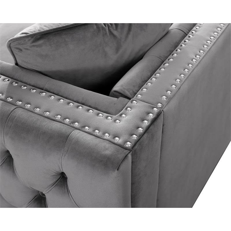 2 Piece Velvet Loveseat and Chair Set in Gray H49379